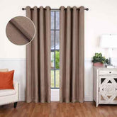 Linen Pattern Washable Room Darkening Blackout Curtain Set 52" - 8 Pieces